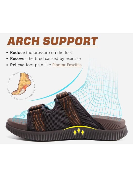 Men\'s Brown Athletic Thick Cushion Recovery Sport Slides Orthotic Sandal Shoes main image 6